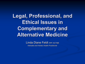 Legal, Professional, and Ethical Issues in Complementary and