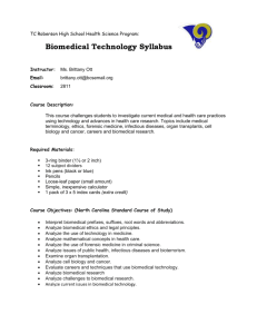 Biomedical Technology Syllabus