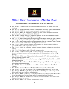 Military History Anniversaries 0316 thru 0415