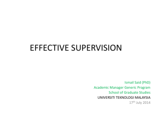 Effective Supervision for Postgraduate Studies