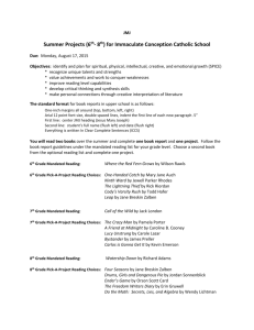 Summer Reading Packet 2015 - Immaculate Conception School