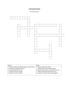 Cell Crossword Puzzle By: Emily Samona 1 2 3 4 5 6 7 8 9 Across