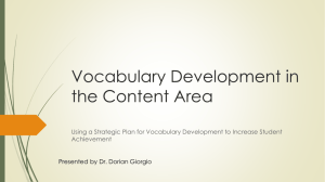 A Systematic Vocabulary Development Instructional Focus