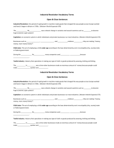 Industrial Revolution Vocabulary Terms