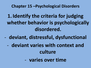 Chapter 15 *Psychological Disorders