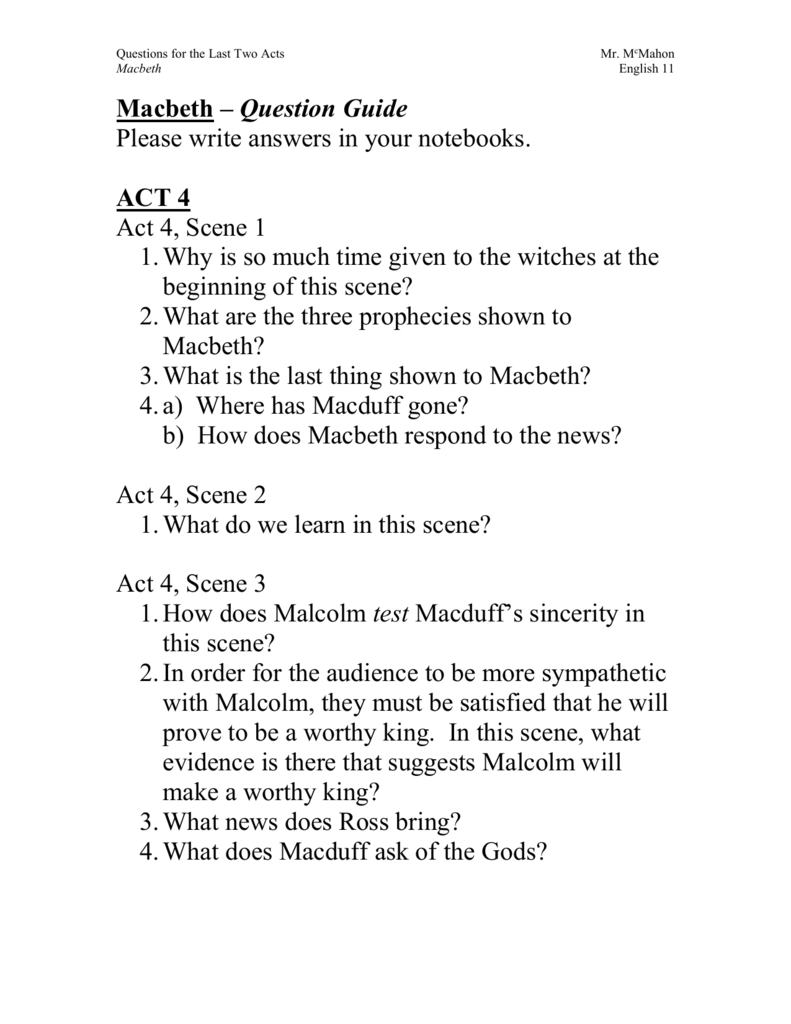 Act 4 And 5 Questions