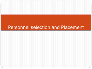 Personnel Selection and Placement