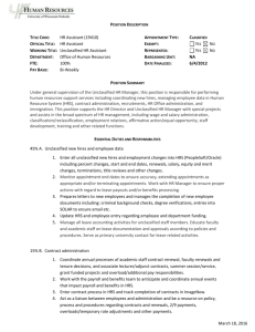 Position Description Title Code: HR Assistant (19410) Official Title