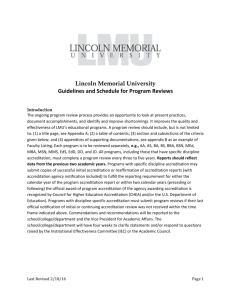 Lincoln Memorial University Guidelines and Schedule for Program