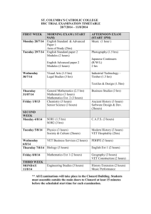 2014 HSC Trail timetable - St Columba's, Springwood