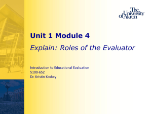 652 Unit 1 Module 4-Explain-Roles of the Evaluator