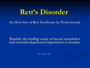Rhett's Disorder - School Based Behavioral Health