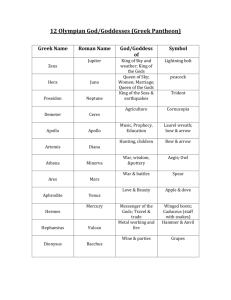 Symbols Of Greek Gods Chart