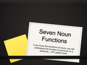 Noun Function Notes Power Point
