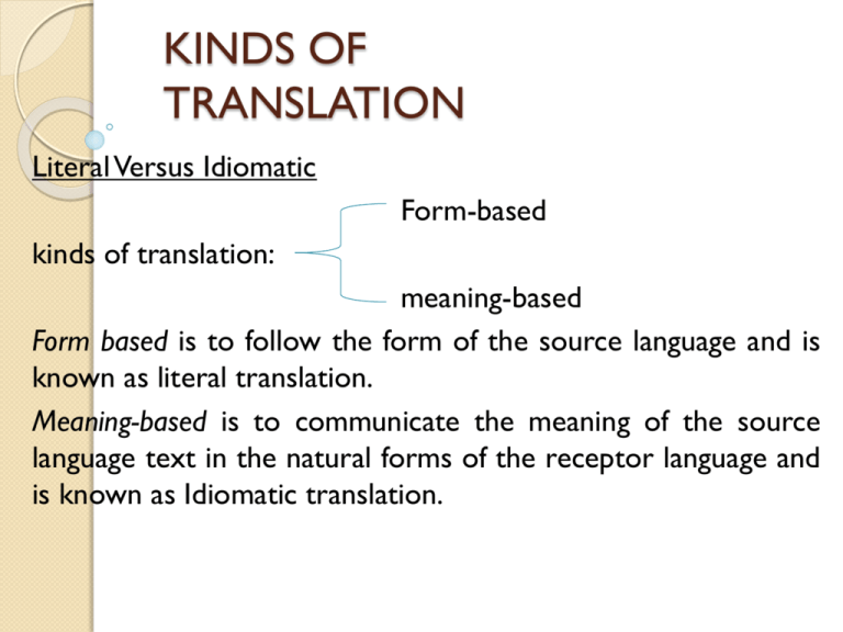 Kinds Of Translation