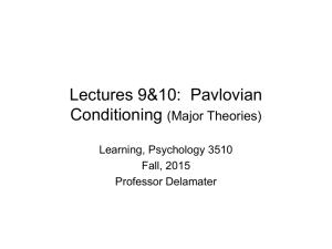 Pavlovian Learning: Powerpoint 9&10