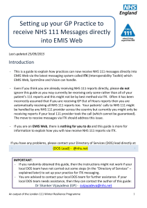 NHS 111 Messaging to EMIS Web Practices