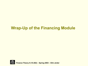 Wrap-Up of the Financing Module