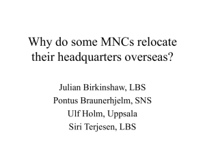 Why do some MNCs relocate their headquarters overseas?
