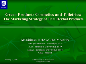 Green Products Cosmetics and Toiletries: The Marketing Strategy of