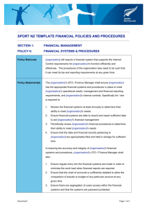 Financial systems procedures