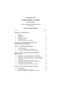 Civil Procedure Act 2010 - Victorian Legislation and Parliamentary