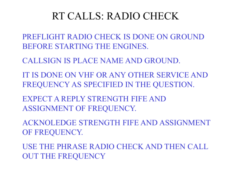 Rt Calls - Radio Telephony Restricted