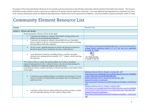 The purpose of the Community Element Resources list is to provide