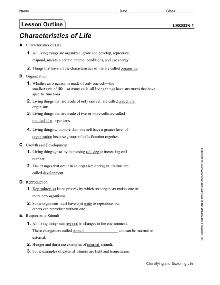 Lesson Outline With Answers