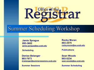 Scheduling Workshop - Office of the Registrar