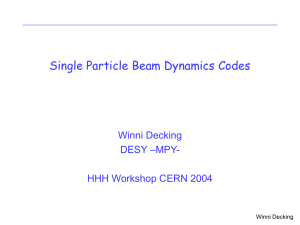 Single Particle Beam Dynamics Codes - CARE-HHH
