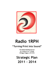 Strategic Plan - Radio One RPH, Canberra, Australia