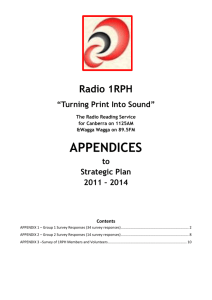 Appendix to Strategic Plan - Radio One RPH, Canberra, Australia