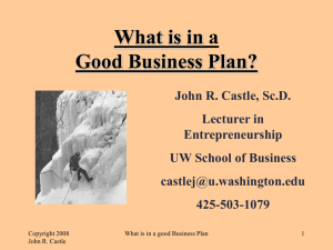 What is in a Good Business Plan?