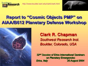 “Cosmic Objects PMP” on AIAA/B612 Planetary Defense