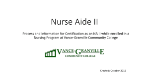 Nurse Aide II - Vance-Granville Community College