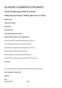 Student Research Project - Ethical Approval Cover Sheet