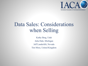 Data Sales: Considerations when Selling