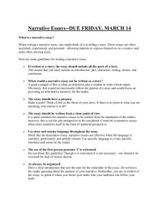 Narrative Essays--DUE FRIDAY, MARCH 14