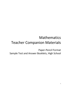 Teacher Sample Booklet Companion Materials