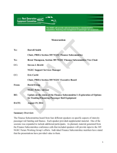 Chair, PRIIA Section 305 NGEC Finance