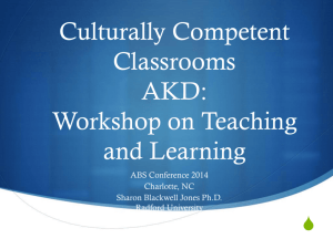 Culturally Competent Classrooms Alpha Kappa Delta: Workshop on