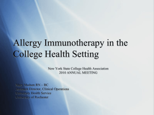 Allergy Immunotherapy - New York State College Health Association