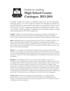 Course Catalogue - Eastbrook Academy