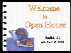 Welcome to Open House English 101 Anne Casey—2013