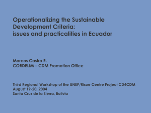 Operationalizing the Sustainable Development Criteria: issues en
