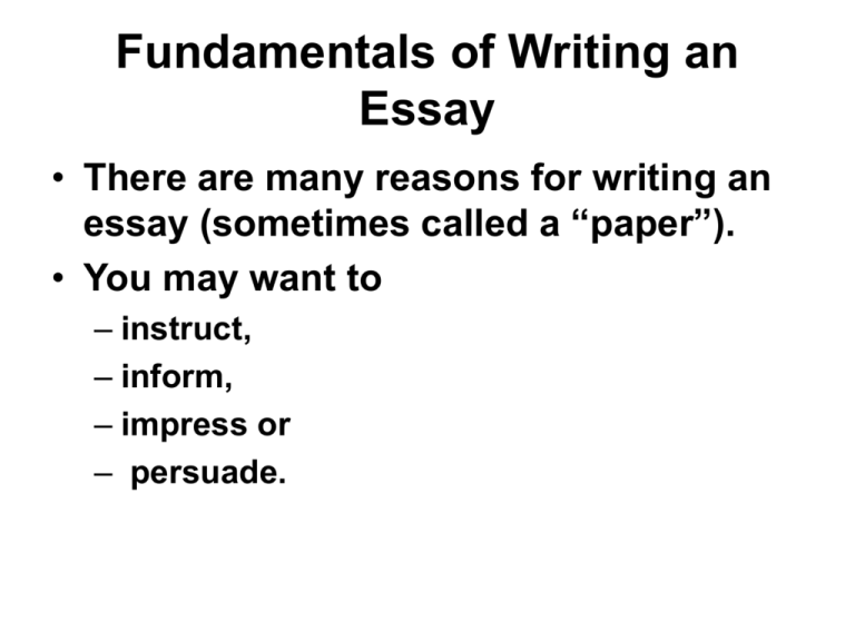 fundamentals of an essay