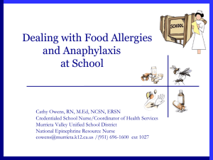 dealing with Food Allergies and Anaphylaxis at California Schools.