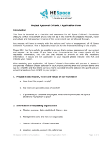 Project Approval Criteria / Application Form