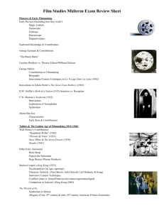 Film Studies Midterm Exam Review Sheet